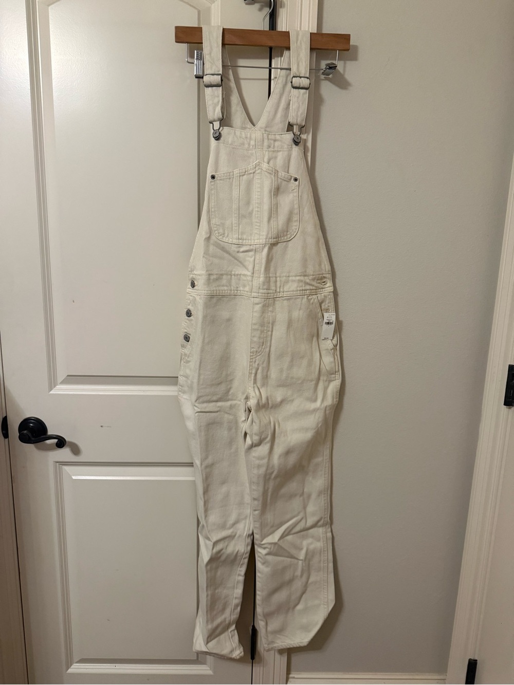 Old Navy Cream Denim Overalls Jumpsuit